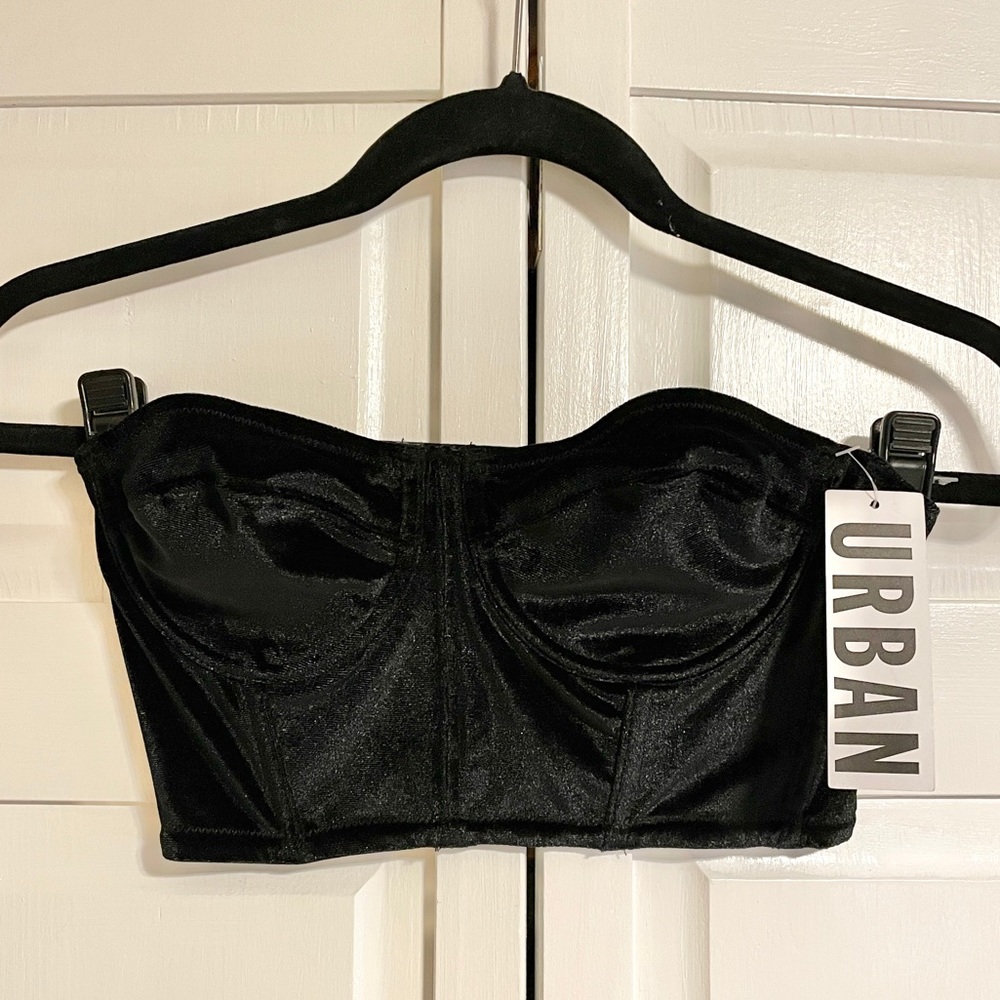 NWT Urban Outfitters velour bustier crop top
